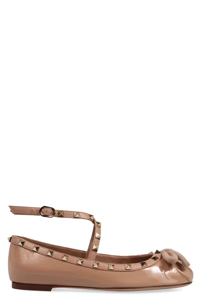 VALENTINO GARAVANI ROCKSTUD LEATHER BALLET FLATS