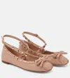 Valentino Rockstud Leather Ballet Flats In Beige