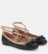 Valentino Rockstud Leather Flats In Black