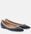 Valentino Rockstud Leather Ballet Flats In Multicolor