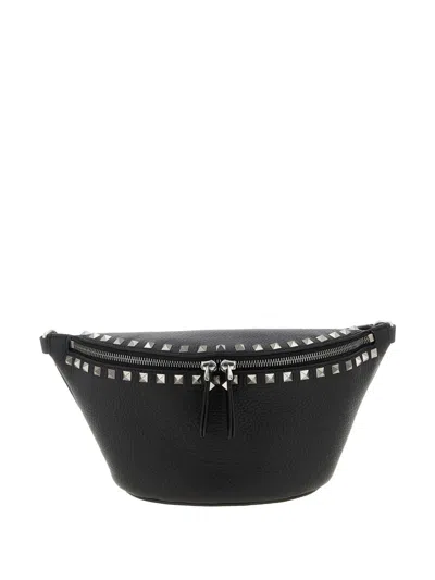 Valentino Garavani Rockstud Leather Belt Bag In Black