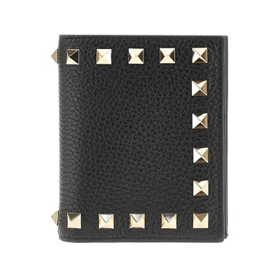 Valentino Garavani 'rockstud' Leather Bi-fold Wallet In Black