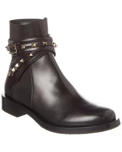 Valentino Garavani Valentino Rockstud Leather Boot In Black
