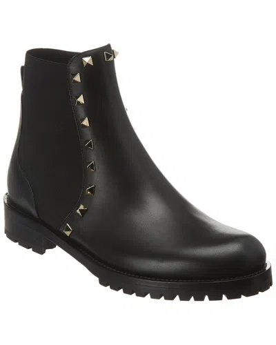 Valentino Garavani Valentino Rockstud Leather Boot In Black