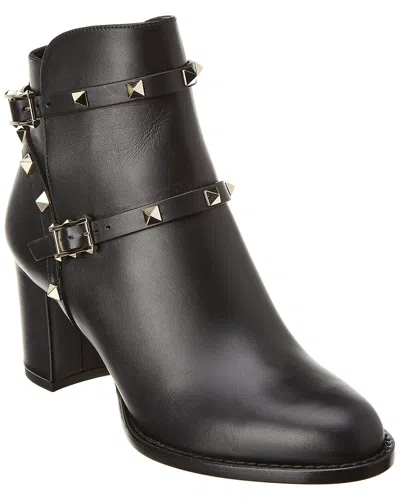 Valentino Garavani Valentino Rockstud Leather Boot In Black