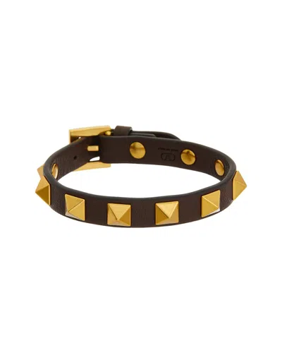 Valentino Garavani Valentino Rockstud Leather Bracelet In Brown