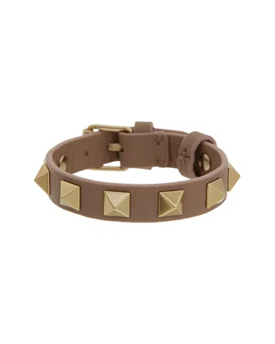 Valentino Garavani Valentino Rockstud Leather Bracelet In White