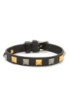 Valentino Stud Embellished Leather Bracelet In Black
