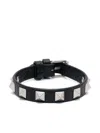 Valentino Rockstud Leather Bracelet In Black