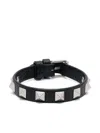 Valentino Garavani Rockstud Leather Bracelet With Palladium Studs In Black