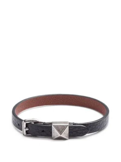 Valentino Garavani Rockstud Leather Bracelet In Black