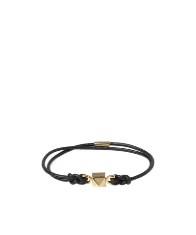 Valentino Garavani Rockstud Leather Bracelet In Black