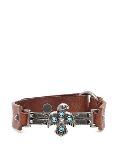 Valentino Garavani Rockstud Leather Bracelet In Brown