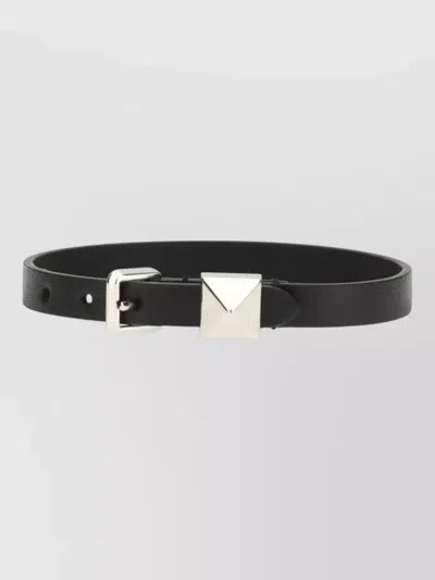 Valentino Garavani Rockstud Leather Bracelet Metal Hardware In Black