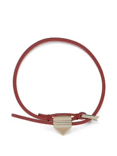 Valentino Garavani Rockstud Leather Bracelet In Red