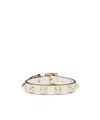 Valentino Garavani Rockstud Calfskin Double-strap Bracelet Woman Light Ivory Uni In White