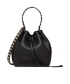 Valentino Rockstud Grainy Leather Bucket Bag In Black