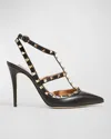 Valentino Studded Leather Decollete Pumps In Black