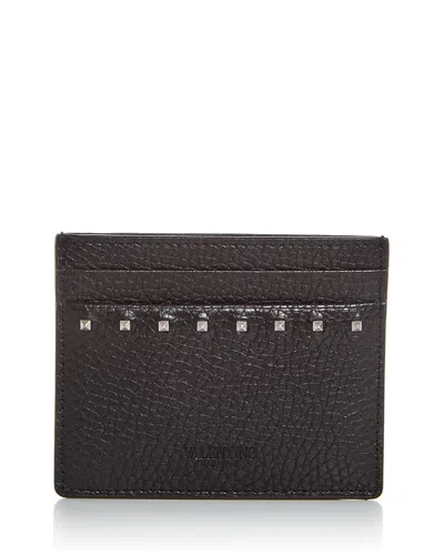 Valentino Garavani Rockstud Leather Card Case In Black