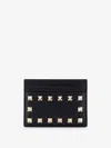 Valentino Garavani Rockstud Leather Card Case In Black