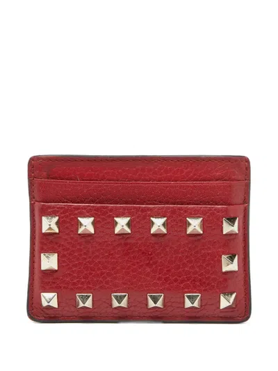 Pre-owned Valentino Garavani Rockstud Leather Cardholder
