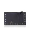 Valentino Rockstud Leather Cardholder In Black