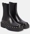 Valentino 50mm Rockstud M-way Leather Ankle Boots In Black