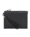 Valentino Rockstud Leather Clutch Bag In Black