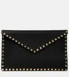 Valentino Garavani Dnu Inv Valentino Rockstud Grainy Leather Pouch In Black