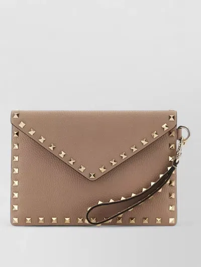 Valentino Garavani Rockstud Leather Clutch Envelope Wrist Strap