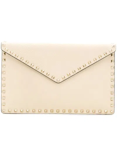 Valentino Garavani Rockstud Envelope Clutch Bag In White