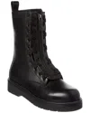 Valentino Rockstud Leather Combat Boot In Black