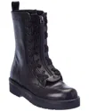 Valentino Rockstud Leather Combat Boot In Black