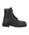 Valentino Studded Calfskin Chunky Sole Ankle Boots