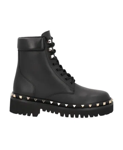 Valentino Garavani Rockstud Leather Combat Boots