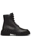 Valentino Rockstud Lug Sole Leather Combat Boot In Black