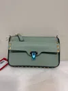 Valentino Rockstud Leather Cross Body Bag In Green