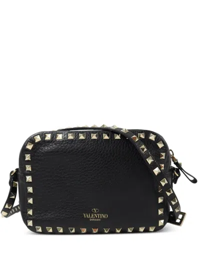 Pre-owned Valentino Garavani Rockstud Leather Crossbody Bag In Black