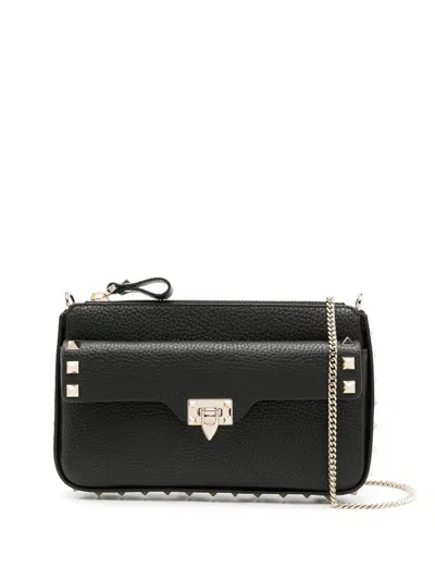 Valentino Garavani Rockstud Leather Crossbody Bag In Black