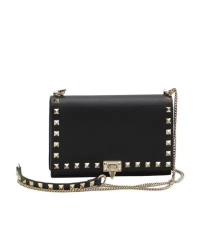 Valentino Garavani Rockstud Leather Crossbody Bag In Black