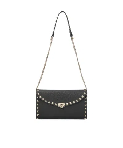 Valentino Garavani Rockstud Leather Crossbody Bag In Black