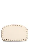 Valentino Rockstud Leather Crossbody Bag In Neutral