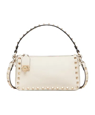 Valentino Garavani Rockstud Leather Crossbody Bag In White