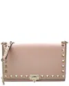 Valentino Rockstud Leather Crossbody Bag In Pink