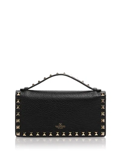 Valentino Garavani Rockstud Leather Crossbody Wallet In Black