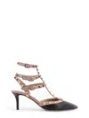 Valentino Rockstud Pumps With Gold-tone Studded Strap In Black