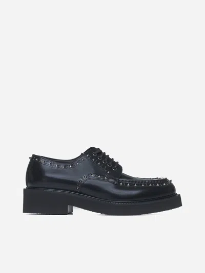Valentino Garavani Rockstud Leather Derby Shoes In Black