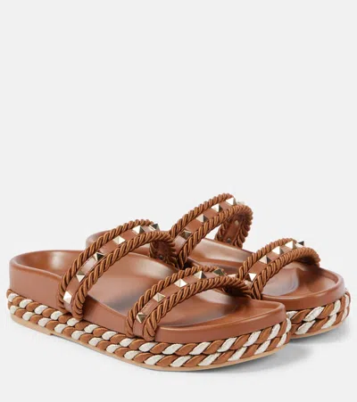 Valentino Garavani Women's Rockstud Slide Espadrillas In Tobacco