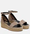 Valentino Rockstud Leather Espadrille Wedges In Beige