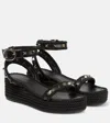 Valentino Rockstud Torchon 60 Leather And Silk Rope Platform Espadrilles In Black